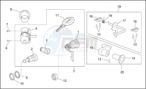 Scarabeo 50 4T E2 drawing Lock hardware kit