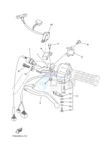 YFM350A YFM350TF GRIZZLY 350 2WD (B145) drawing HANDLE SWITCH & LEVER