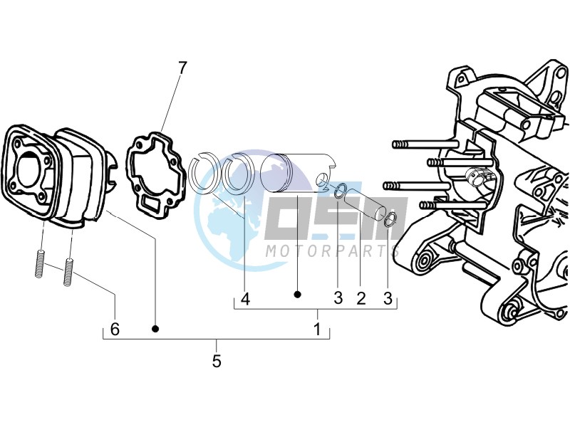 Cylinder - Piston - Wrist pin unit