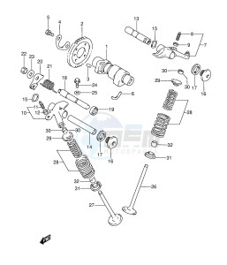 DR350 (E3) drawing CAM SHAFT - VALVE (MODEL L M N P)