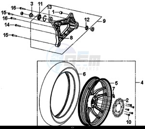 SYMPHONY SR 125 (AZ12W4-EU) (L7-M0) drawing REAR WHEEL