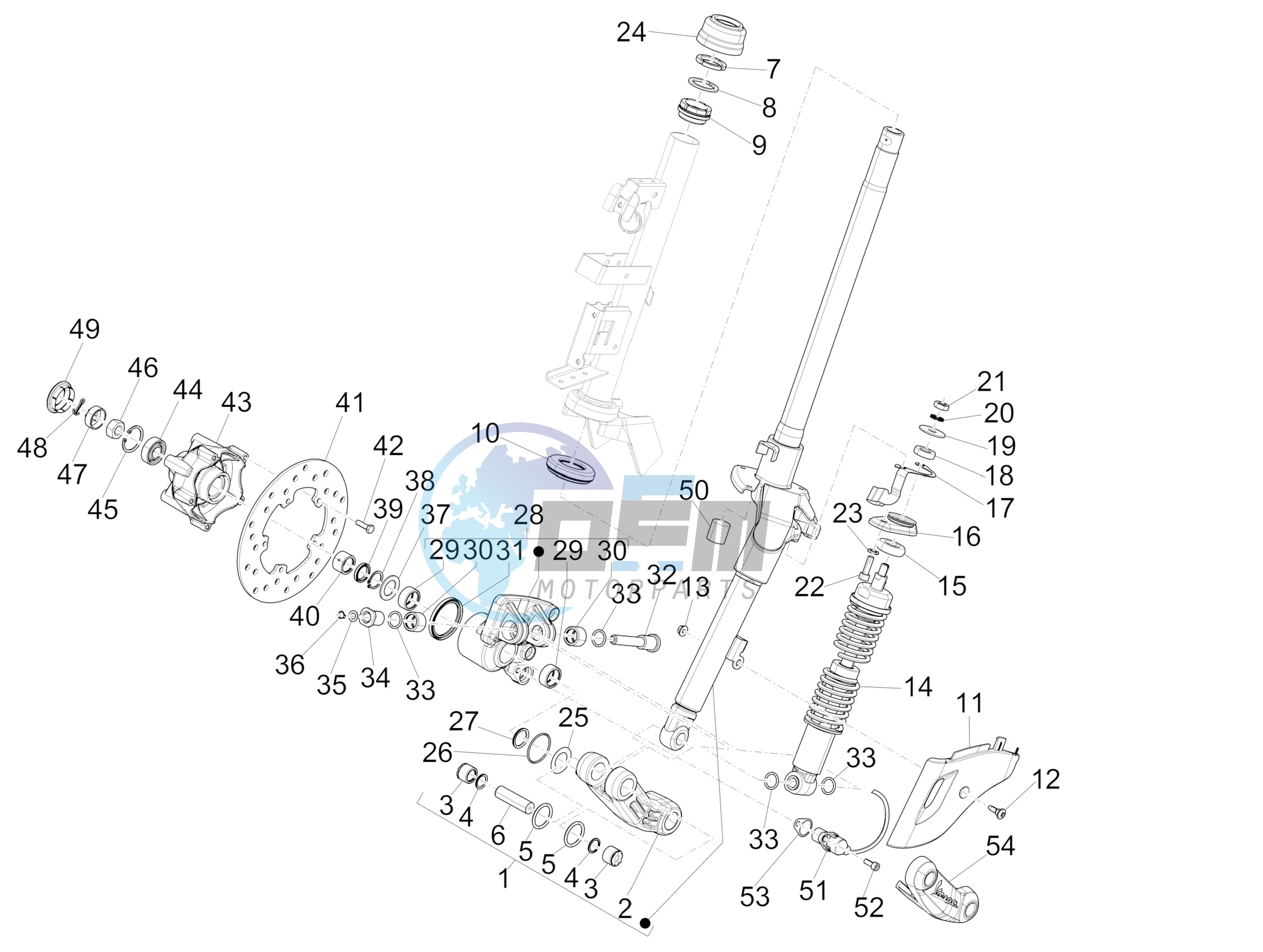 Fork/steering tube - Steering bearing unit