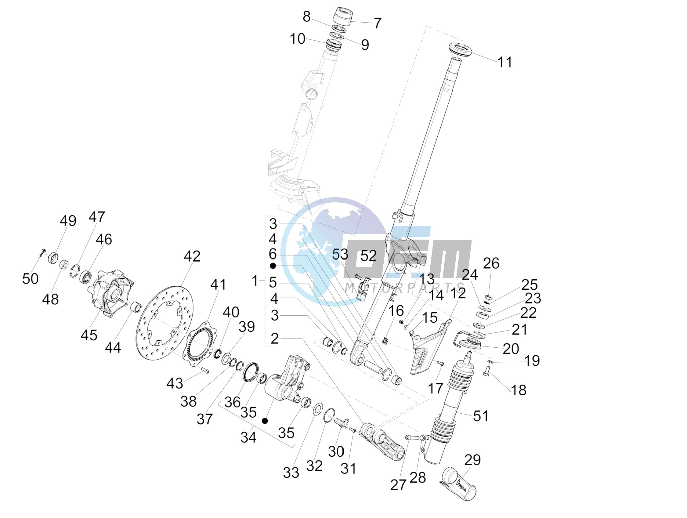 Fork/steering tube - Steering bearing unit