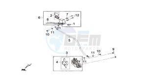 GTS 300 I drawing BRAKE CALIPER FOR / BRAKE LEVER CPL