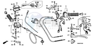 TRX250TEB drawing HANDLE LEVER/ SWITCH/ CABLE