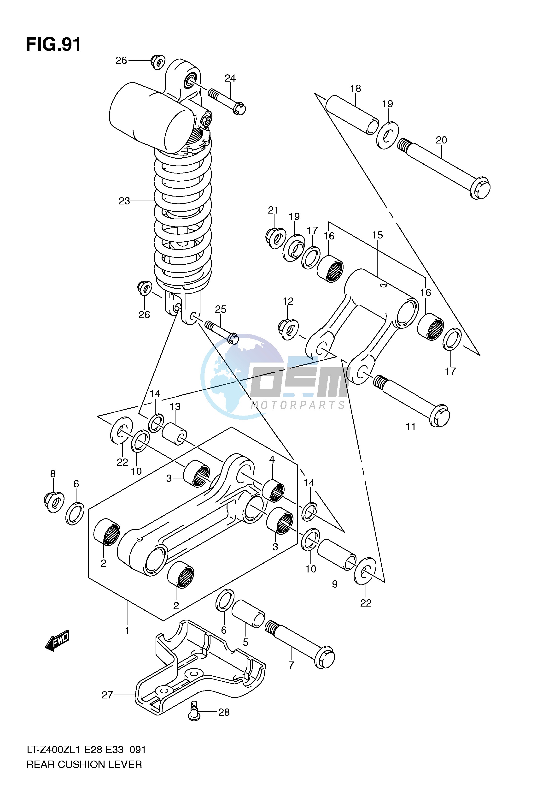 REAR CUSHION LEVER (LT-Z400ZL1 E28)