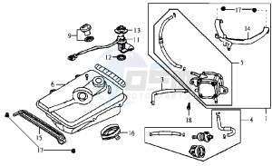 JET EURO X 50 BC ENGINE drawing FUEL TANK - FUEL CUT