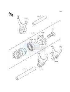 KX 500 E [KX500] (E9) [KX500] drawing GEAR CHANGE DRUM_SHIFT FORK-- S- -