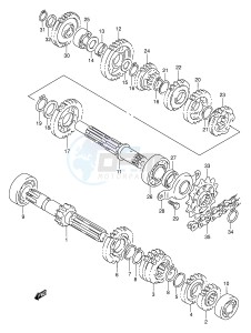 DR350 (E1) drawing TRANSMISSION (~E.NO.106032)