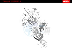 MRX-125-4T-RED drawing CYLINDER HEAD - CYLINDER  Yamaha 125 EURO-3