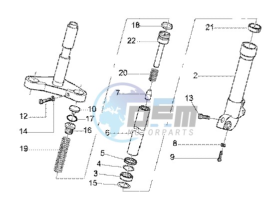 Showa front fork component parts