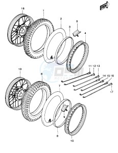 KDX 250 A [KDX250] (A1) [KDX250] drawing WHEELS_TIRES