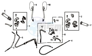 ALLO 50 45 KMH drawing HANDLEBAR / BRAKE LEVERS /CABLES