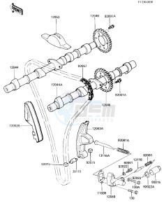 ZX 750 A [GPZ 750] (A3) [GPZ 750] drawing CAMSHAFTS_CHAIN_TENSIONER