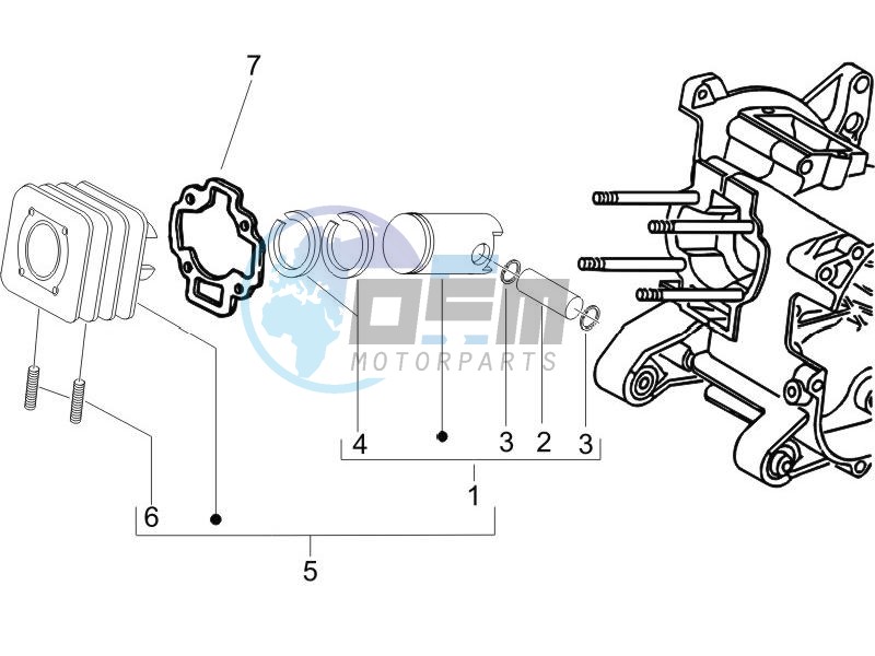 Cylinder-piston-wrist pin unit