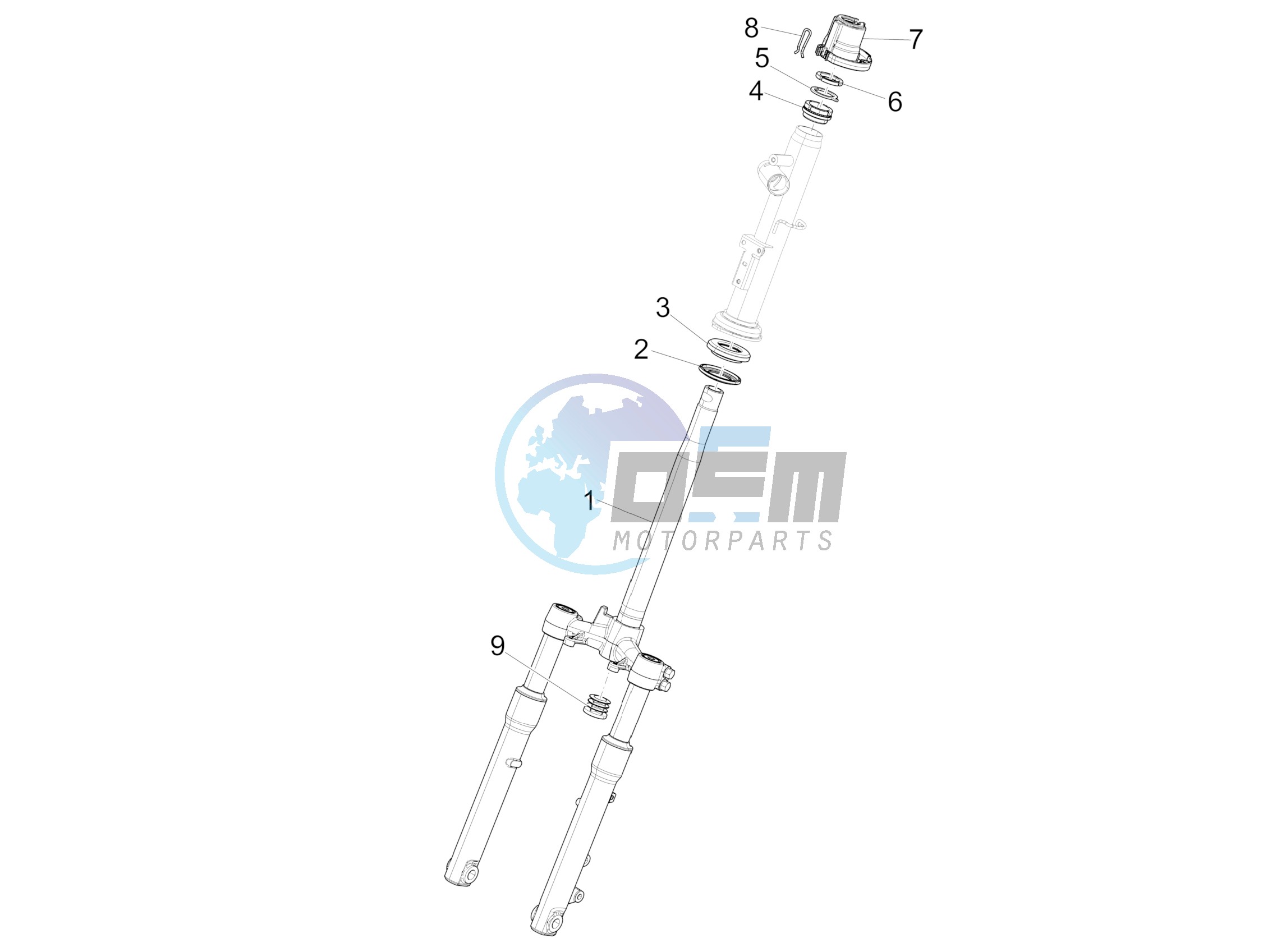 Fork/steering tube - Steering bearing unit