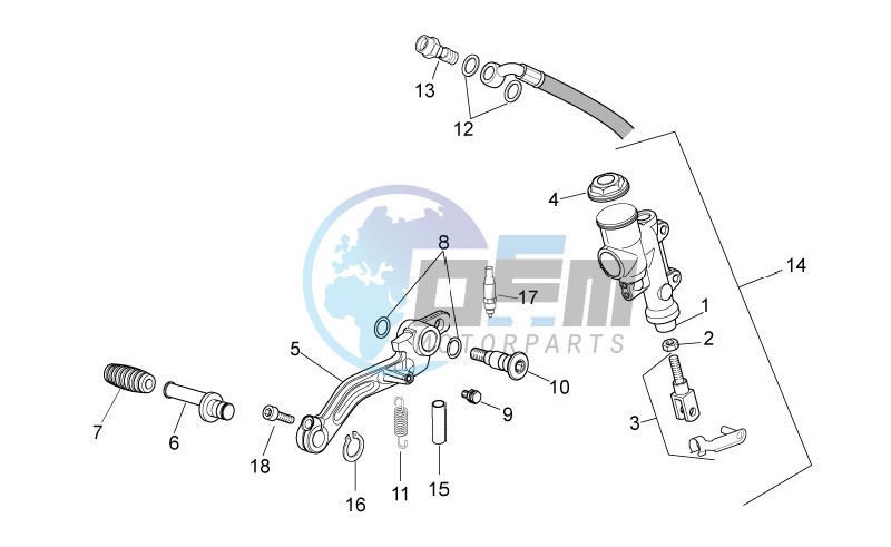 Rear master brake cylinder