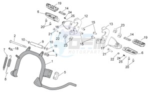 Scarabeo 100 4T e3 drawing Foot rests - Lateral stand