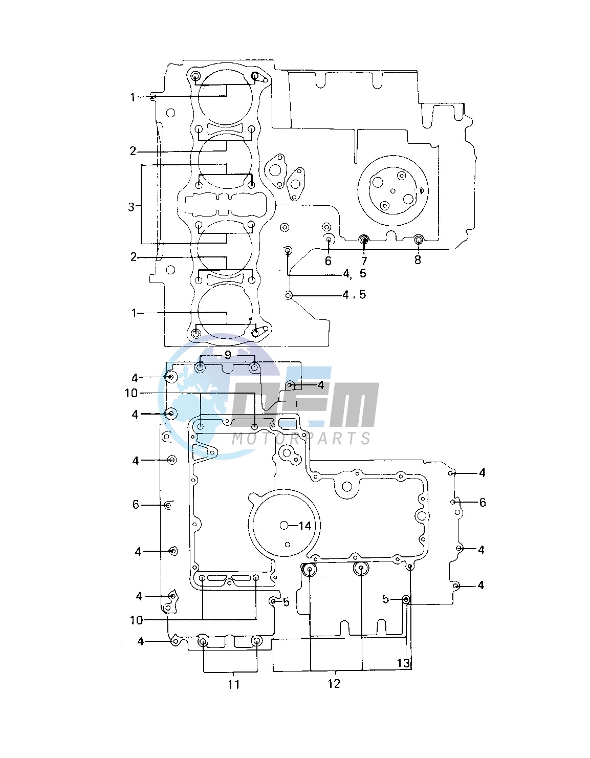 CRANKCASE BOLT & STUD PATTERN -- 79-81 C2_C3_C4- -