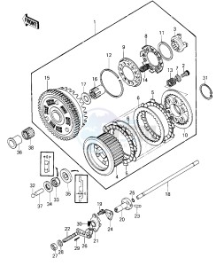 KZ 1000 E [SHAFT] (E1-E2) [SHAFT] drawing CLUTCH