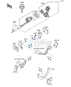 KSF 250 A [MOJAVE 250] (A3-A7) [MOJAVE 250] drawing IGNITION SWITCH