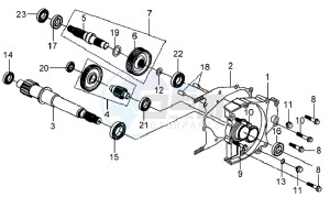 MIO 100 HU10W8-F drawing CRANKCASE - DRIVE SHAFT