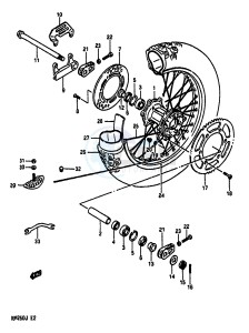 RM250 1988 drawing REAR WHEEL