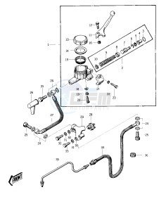 KZ 400 D (D3-D4) drawing FRONT MASTER CYLINDER  -- 76 -77 KZ400 - D3_D4- -