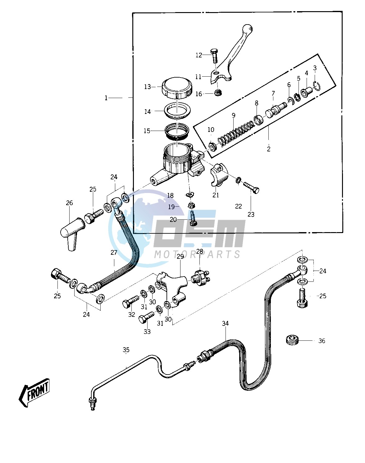 FRONT MASTER CYLINDER  -- 76 -77 KZ400 - D3_D4- -