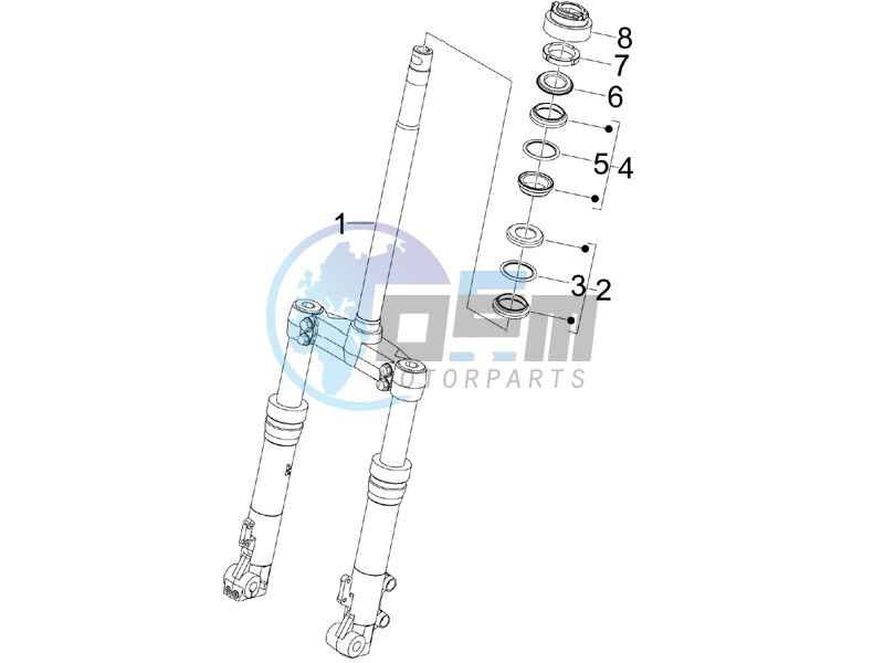 Fork steering tube - Steering bearing unit