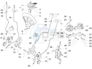 MP3 500 LT Sport-Business NOABS-ABS E4 (EMEA) drawing Brakes pipes - Calipers (ABS)