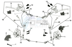 JOYRIDE 200 E2 - 2004 drawing BRAKE CALIPER FR / RR /  BRAKE LEVERS