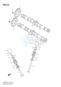 GSF650 (E21) Bandit drawing CAM SHAFT - VALVE