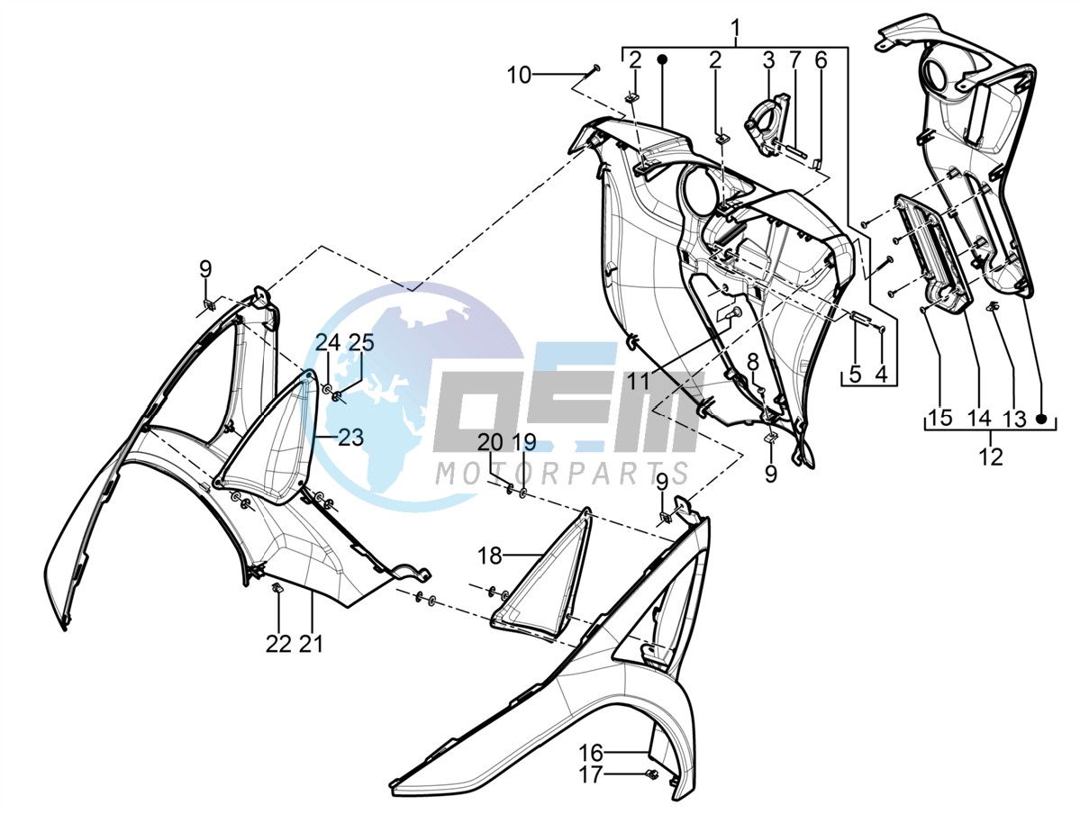 Front glove-box - Knee-guard panel