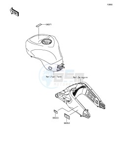 NINJA ZX-6R ABS ZX636FGF FR GB XX (EU ME A(FRICA) drawing Labels