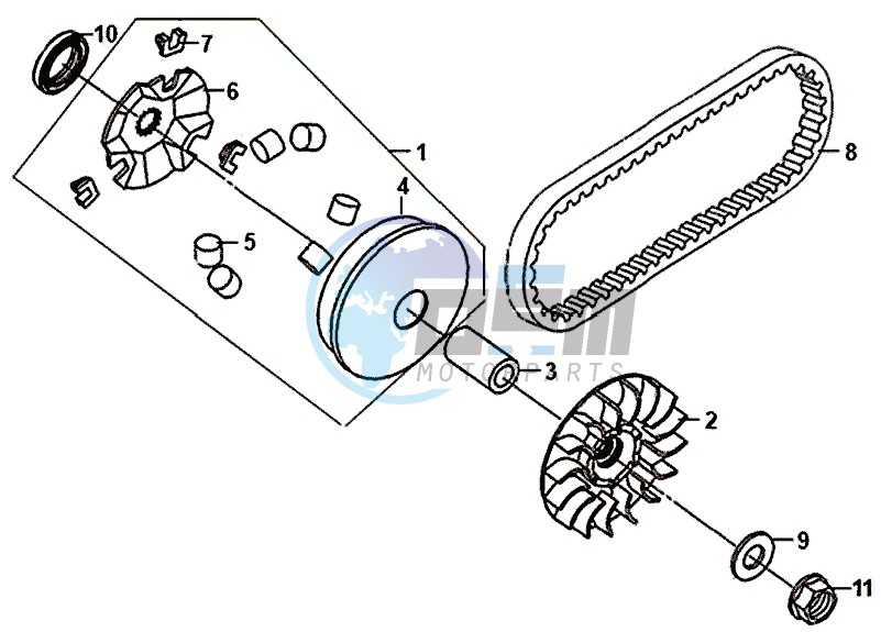 DRIVEN PULLEY / DRIVING - V-BELT