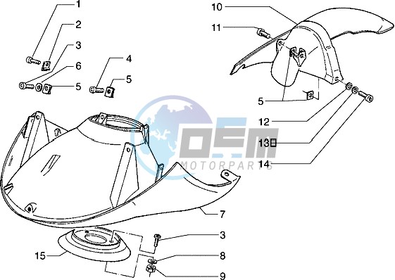 Front mudguard-rear mudguard