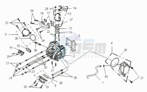 VS 125 EURO3 drawing CYLINDER HEAD CPL   / THERMOSTAT