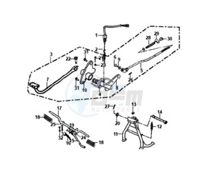 XS125-K drawing BRAKE PEDAL /CENTRAL STAND / FOOTREST