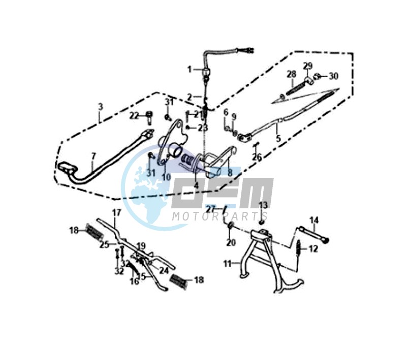 BRAKE PEDAL /CENTRAL STAND / FOOTREST