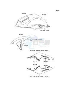 Z750 ABS ZR750MCF UF (UK FA) XX (EU ME A(FRICA) drawing Decals(Black)