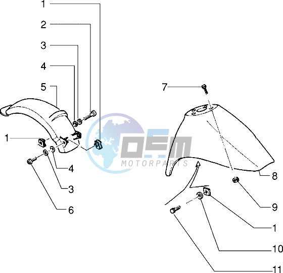 Front and rear mudguard