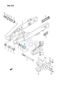 RM80 (E24) drawing REAR SWINGING ARM (MODEL M N P R S)