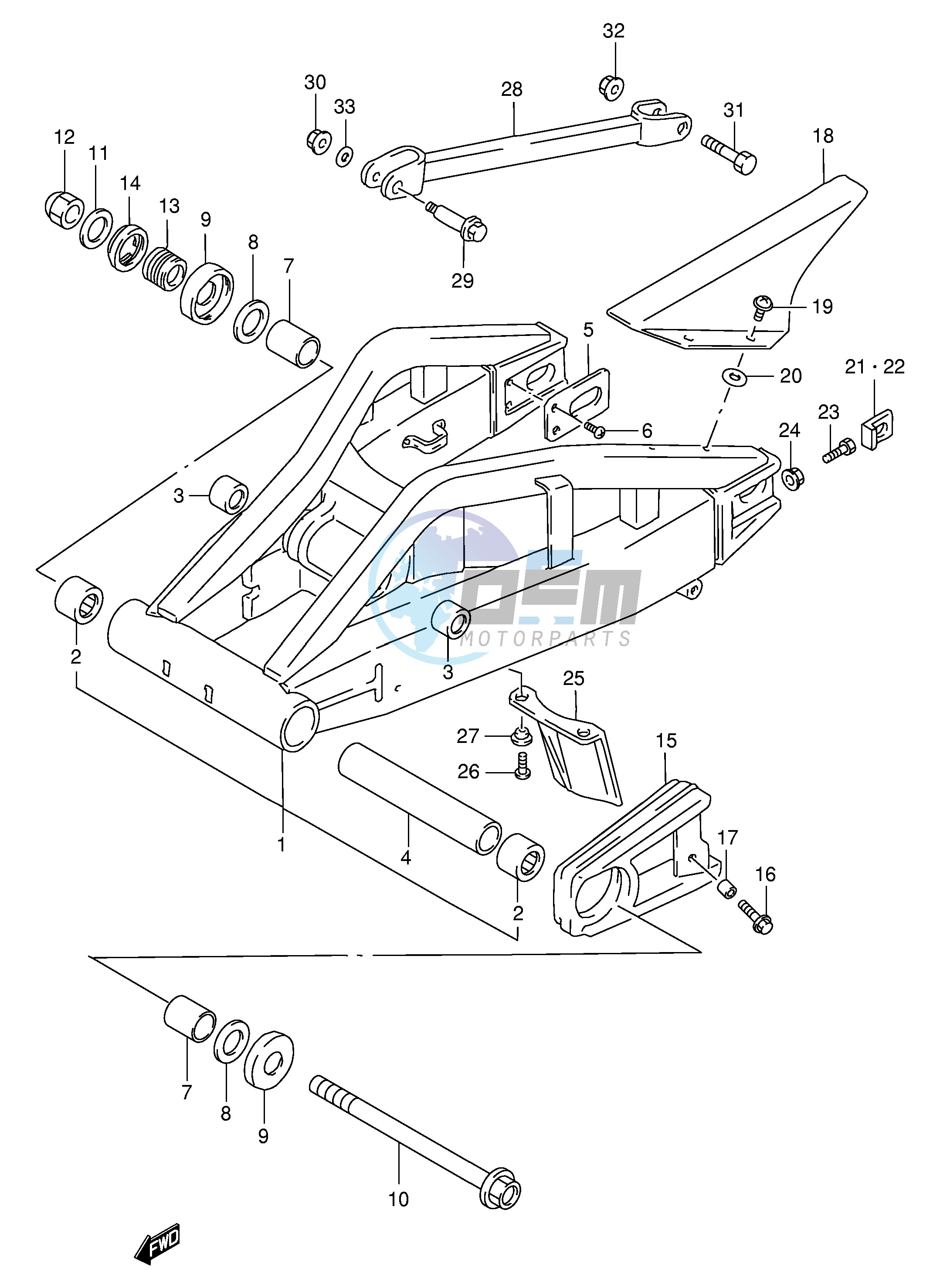 REAR SWINGING ARM (MODEL S T V W)