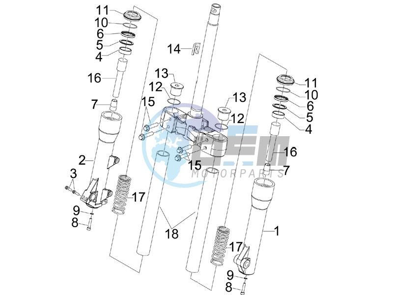 Front fork components (Kayaba)