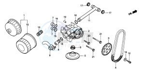 NTV650 drawing OIL FILTER/OIL PUMP