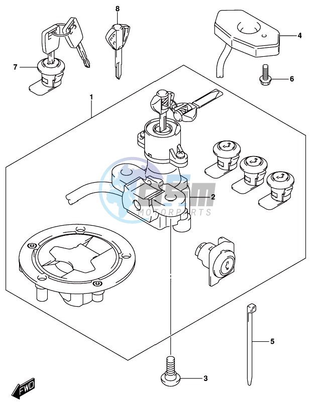 LOCK SET (FOR TOP CASE,SIDE CASE)