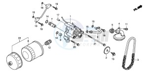 VTX1300S drawing OIL FILTER/OIL PUMP