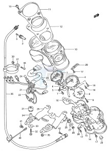 GSX-R750W (E28) drawing SPEEDOMETER (MODEL N P)