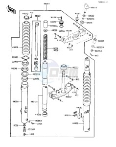 KX 500 A [KX500] (A1) [KX500] drawing FRONT FORK -- 83 A1- -